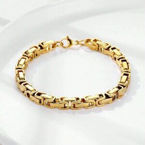 Gold Plated Stainless Steel Geometric Minimalist Chain Bracelet